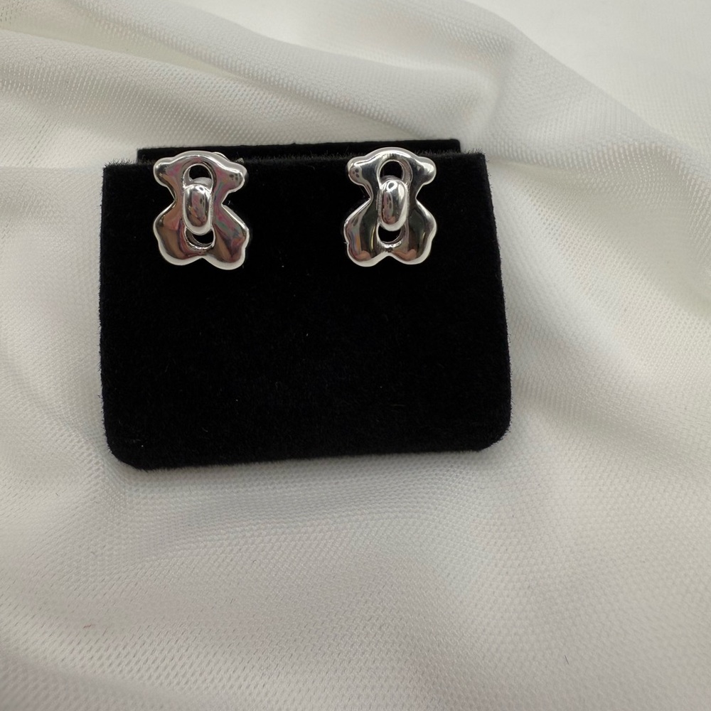 Silver Bear Shaped Earrings sterling silver 925 - Picture 4 of 8